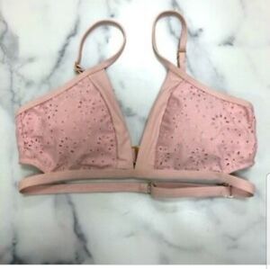 Splendid Pink Eyelet Bikini Top Size S NWT